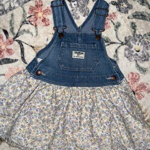 OshKosh B'gosh Denim Floral Skirt Overalls